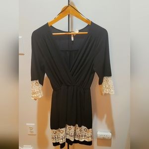 Black dress with white lace trim
